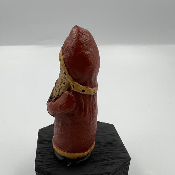 Vtg Folk Art Handmade Wooden Old World Santa Claus Small 5" Figurine Christmas - Picture 7 of 8